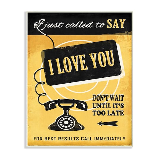 Stupell Industries Yellow Love Call Vintage Comic Book Wall Plaque